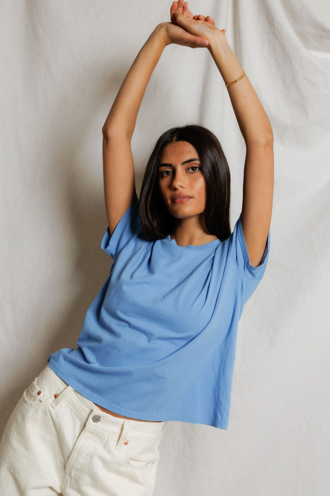 Perfectwhitetee  Harley Boxy Crew Tee Pacific Blue