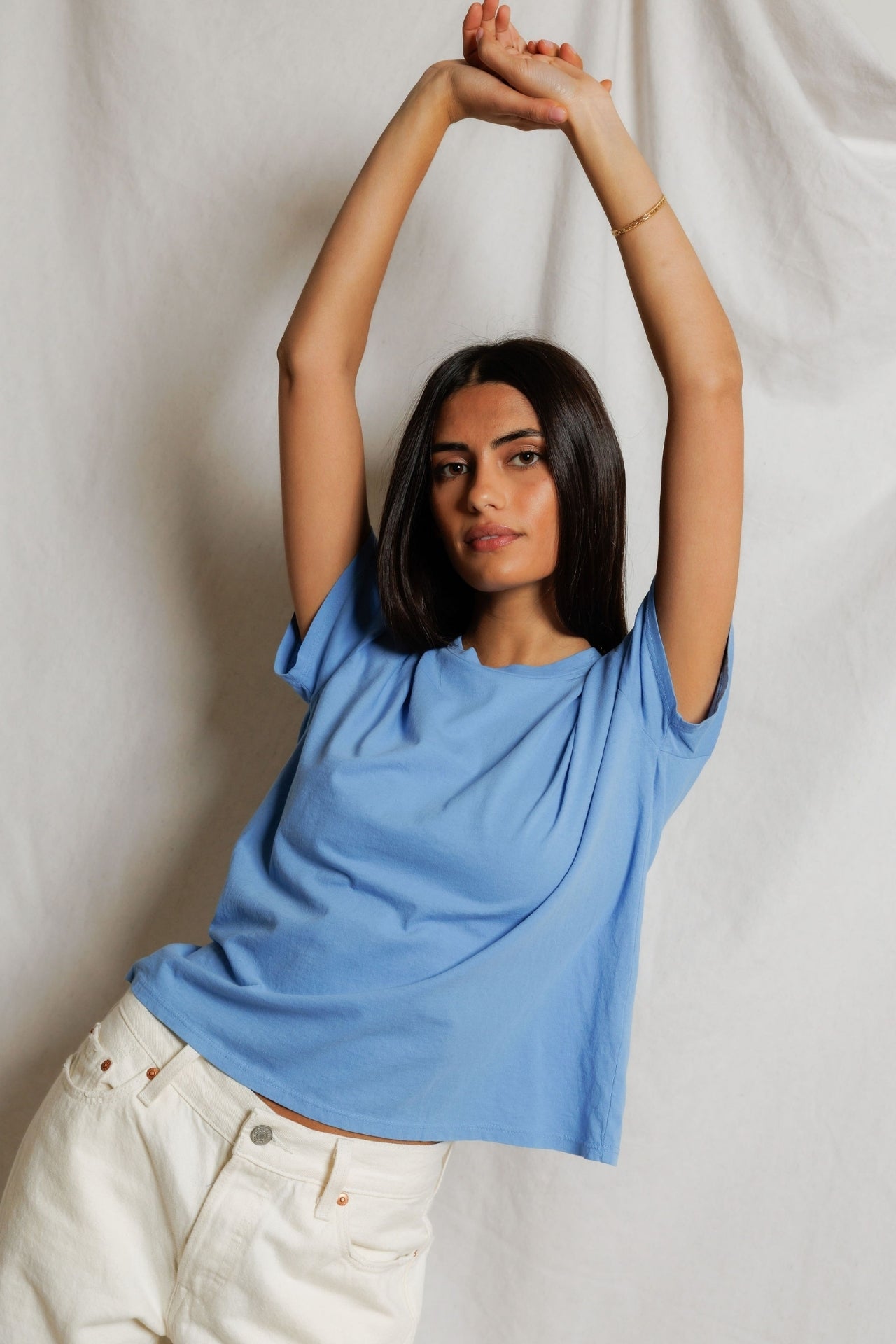 Perfectwhitetee  Harley Boxy Crew Tee Pacific Blue
