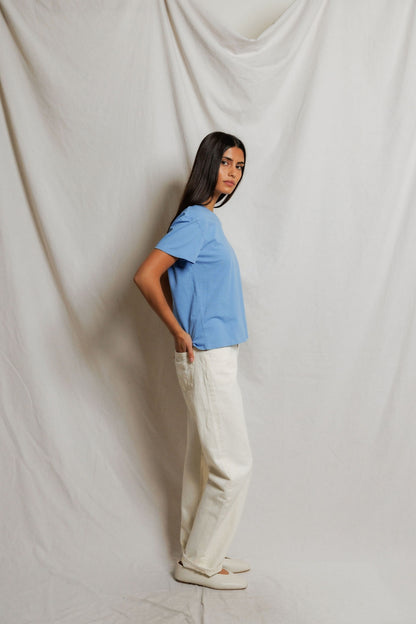 Perfectwhitetee  Harley Boxy Crew Tee Pacific Blue