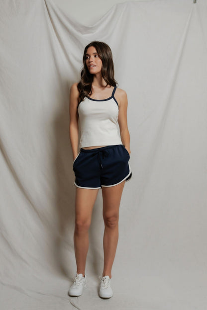 Perfectwhitetee Cherry Cotton Ringer Tank Navy