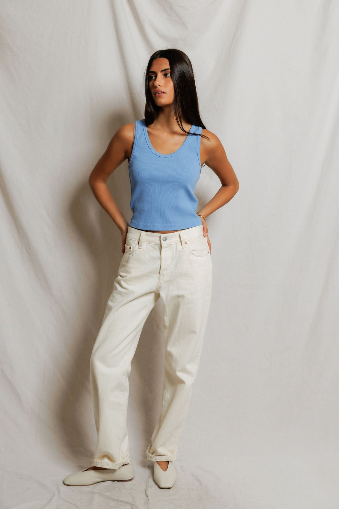 Perfectwhitetee Blondie Tank Pacific Blue