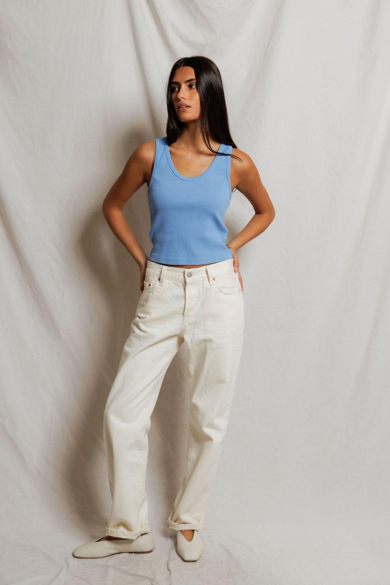 Perfectwhitetee Blondie Tank Pacific Blue
