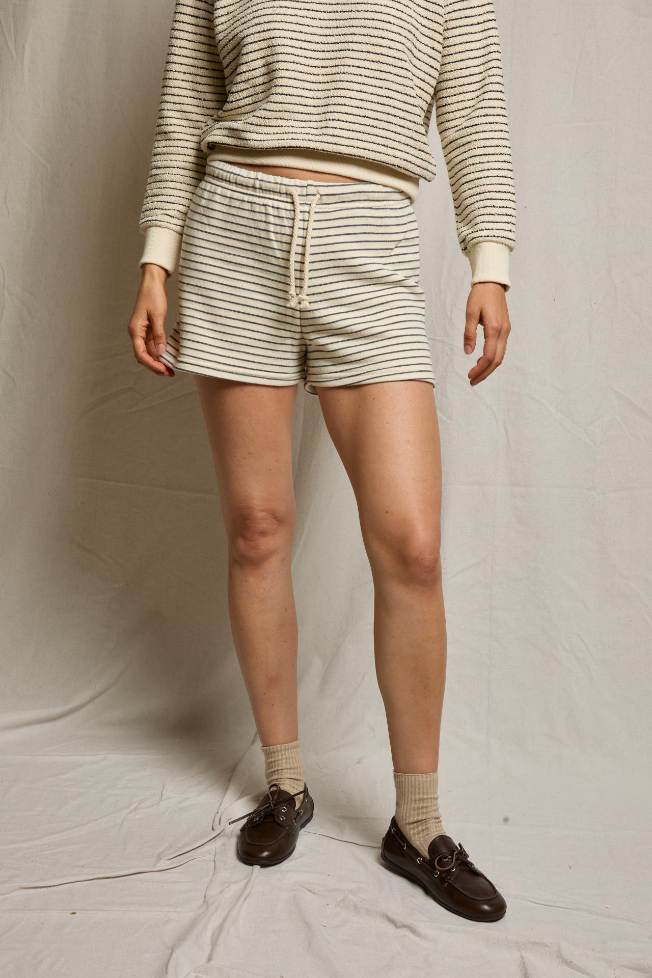 Bennie french terry stripe short Natural/Charcoal