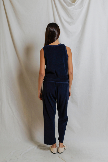 Perfectwhitetees Eliana Loop Terry Draw String Pant Navy
