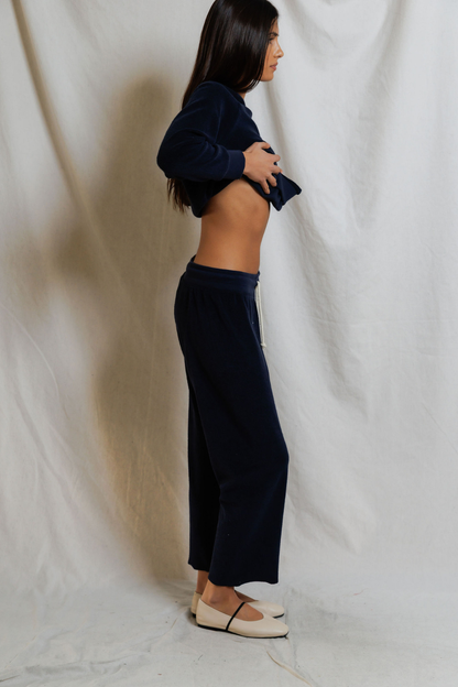 Perfectwhitetees Eliana Loop Terry Draw String Pant Navy