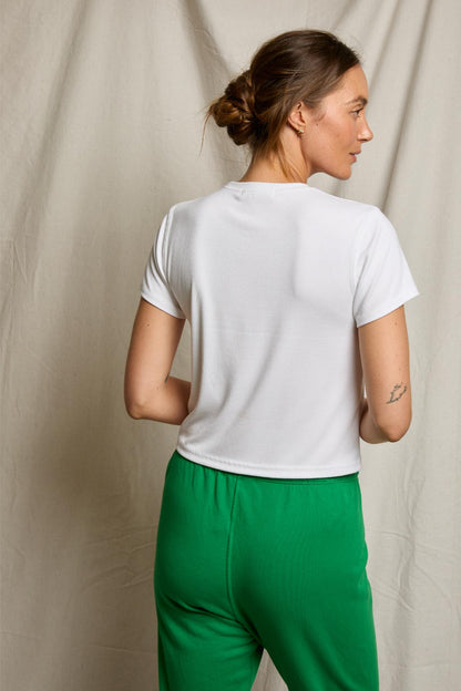 Fitz Viscose Rib Crewneck Tee White