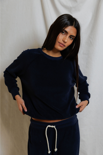 Perfectwhitetees Saylor Loop Terry Sweatshirt Navy