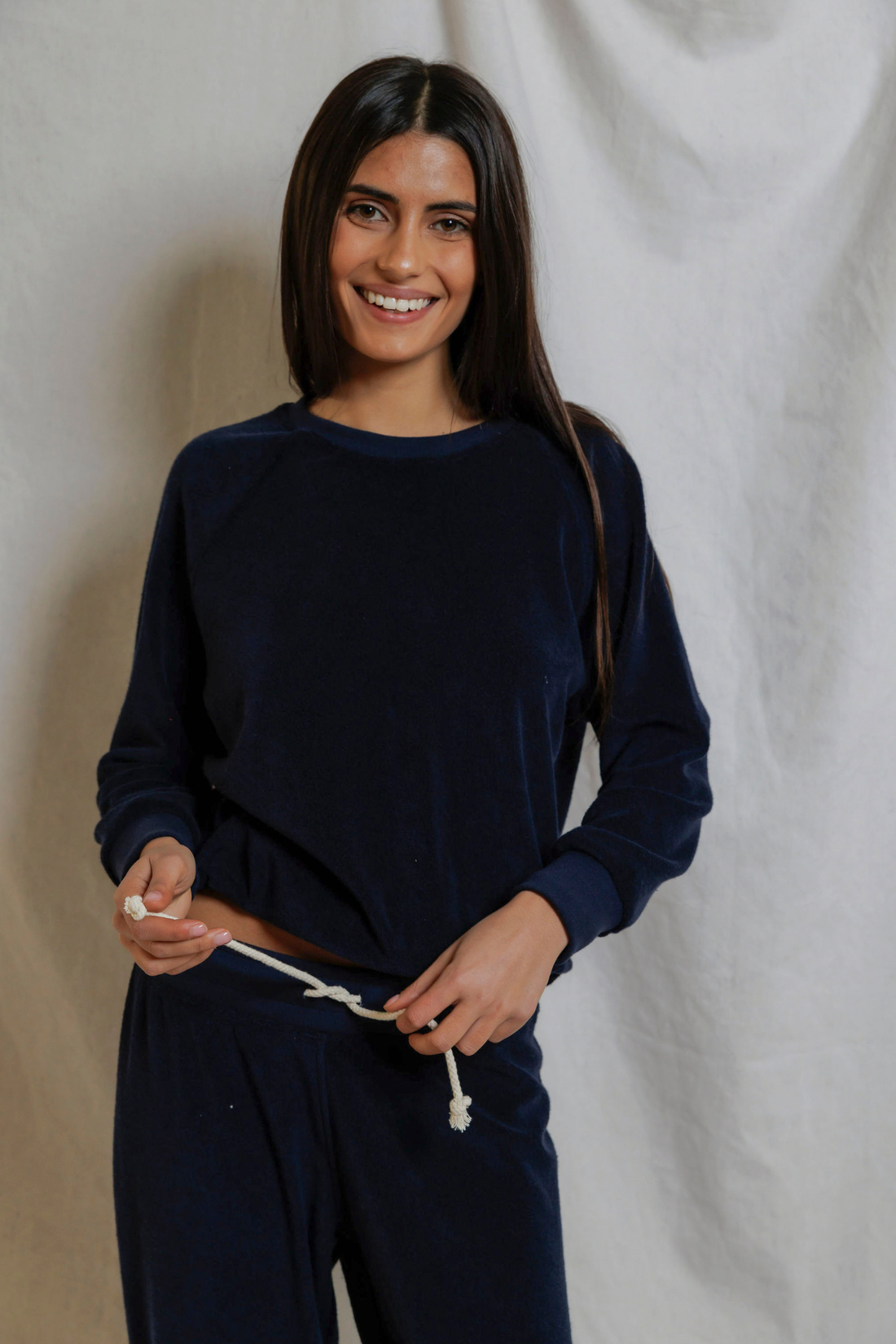 Perfectwhitetees Saylor Loop Terry Sweatshirt Navy
