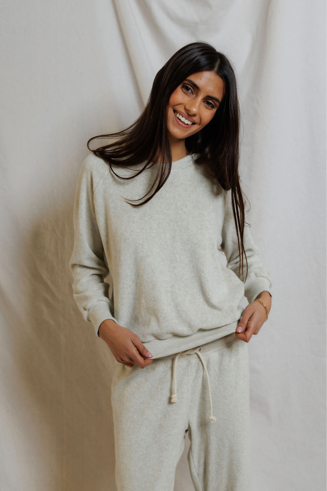 Perfectwhitetee Saylor Loop Terry Sweatshirt Oatmeal