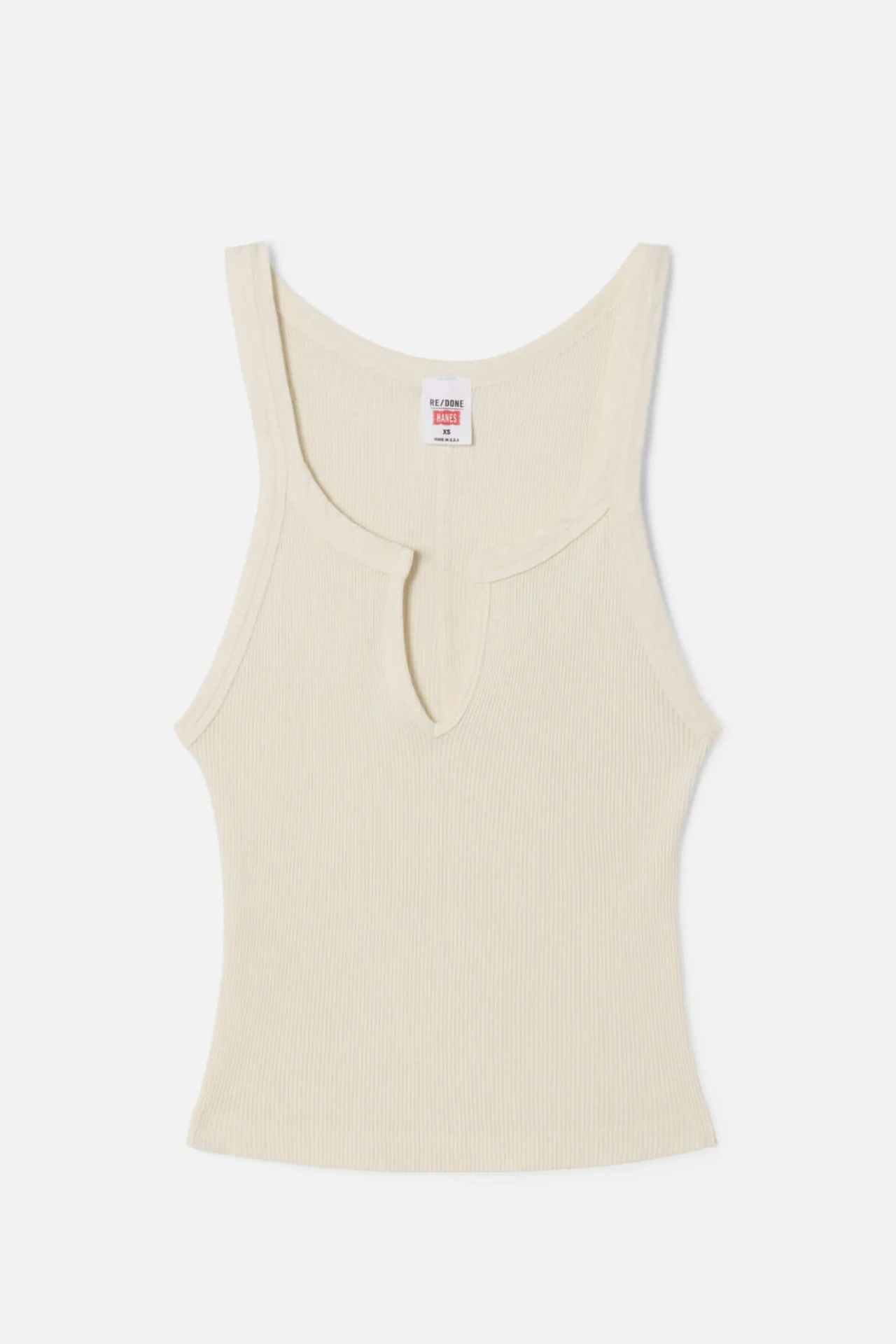 Re/done x Hanes V Cut Ribbed Tank Vintage Ivory