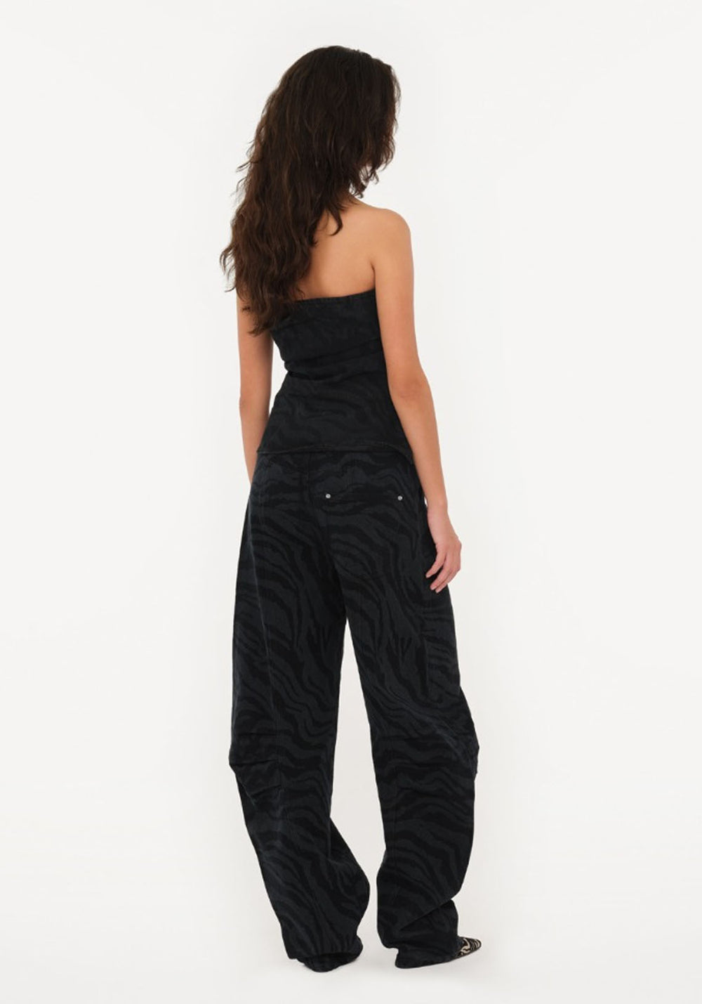 ZEBRA TWILL CARGO PANTS BLACK