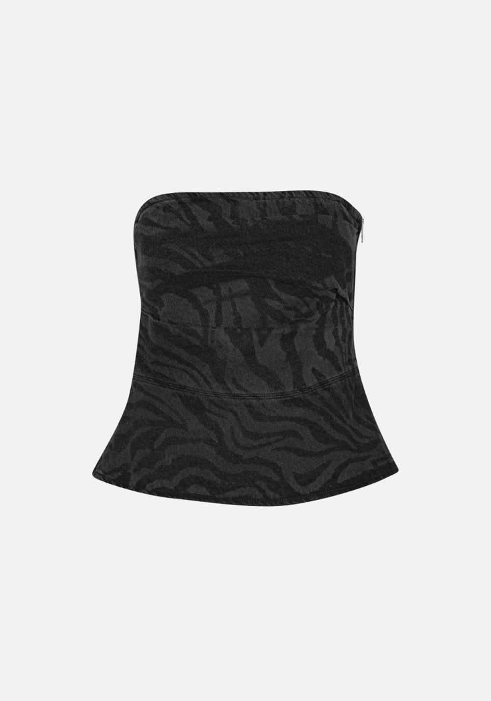 ZEBRA DENIM TOP BLACK