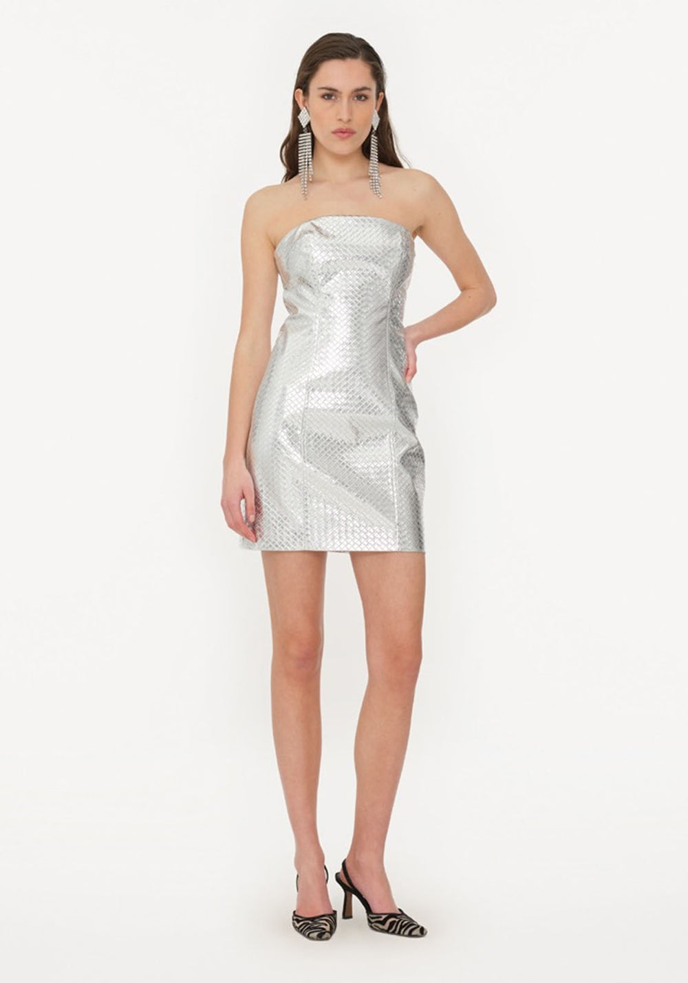 BRAIDED MINI DRESS SILVER