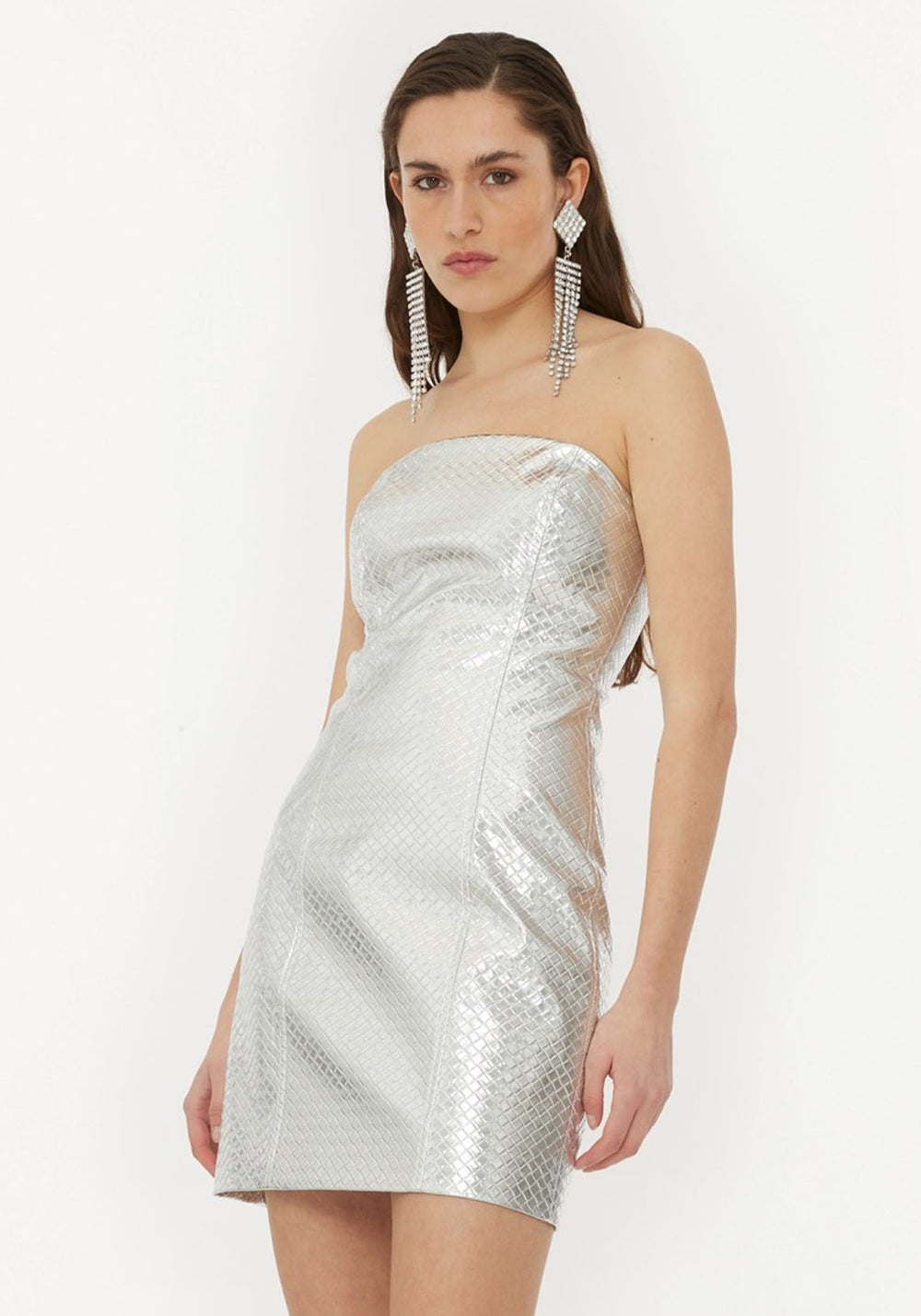 BRAIDED MINI DRESS SILVER