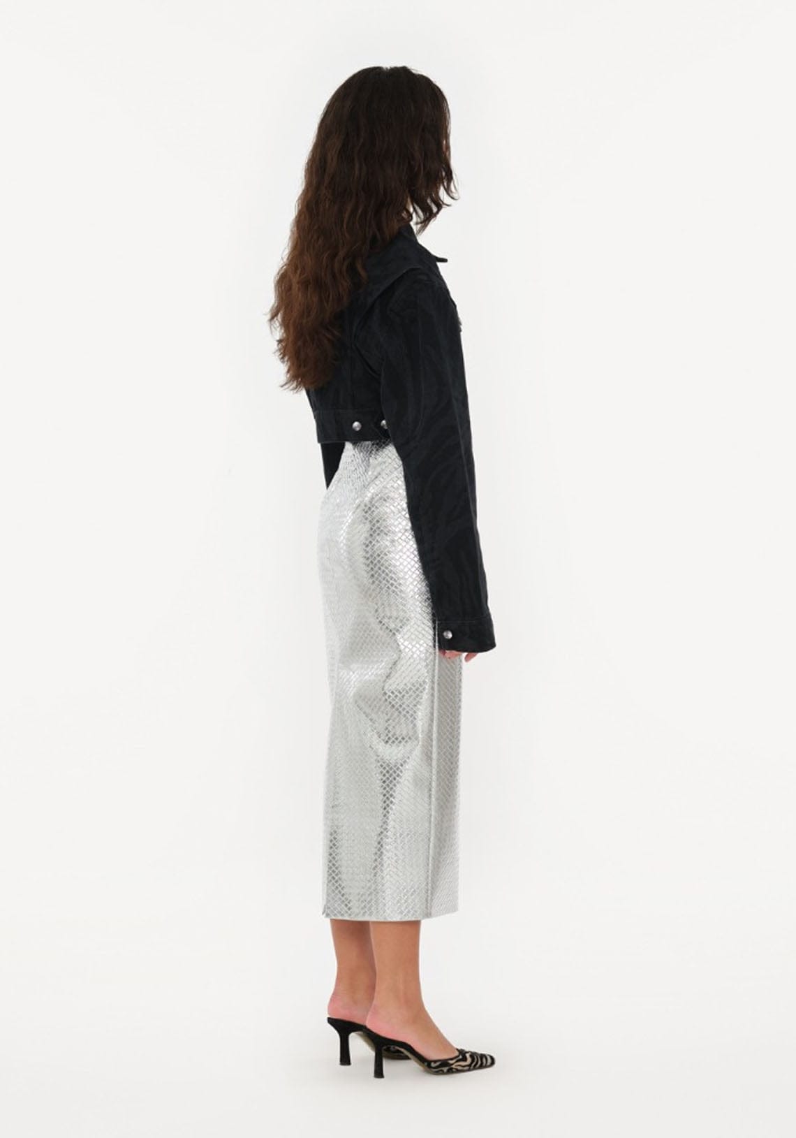 Braided Pencil Skirt Silver