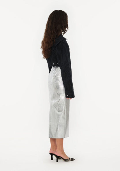 Braided Pencil Skirt Silver