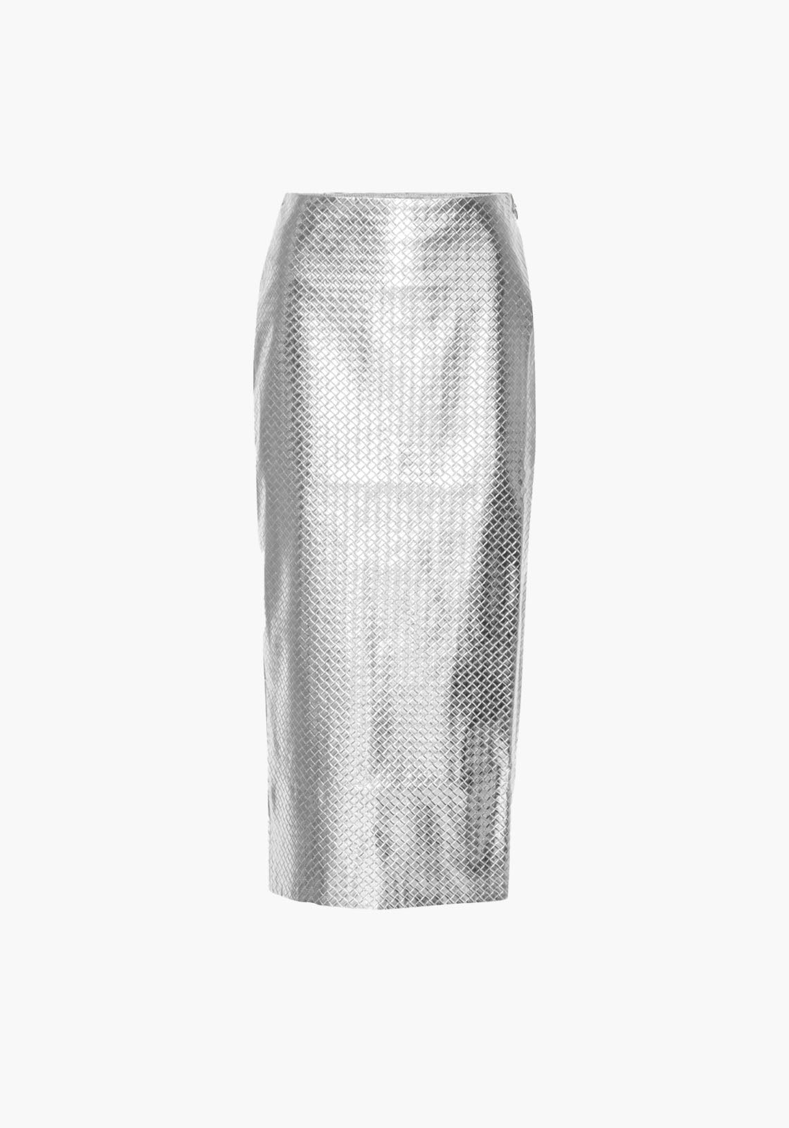 Braided Pencil Skirt Silver