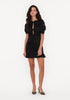 Satin Mini Ruffle Dress Black