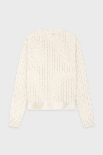Sporty &amp; Rich SRC Cable Knit Sweater Ecru