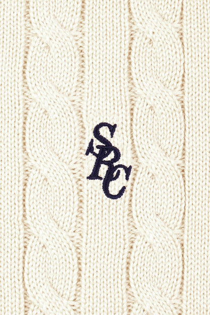 Sporty &amp; Rich SRC Cable Knit Sweater Ecru