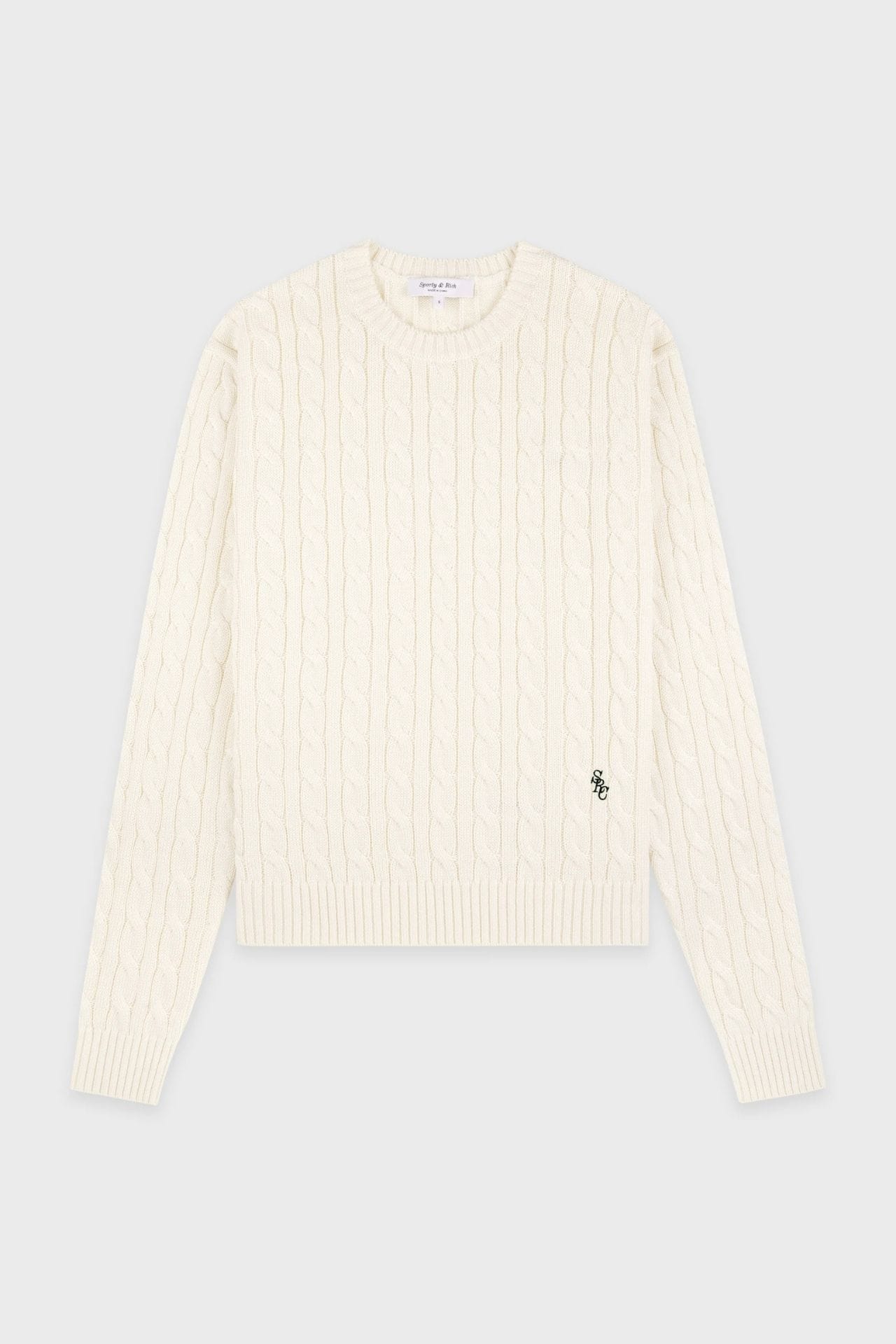 Sporty &amp; Rich SRC Cable Knit Sweater Ecru