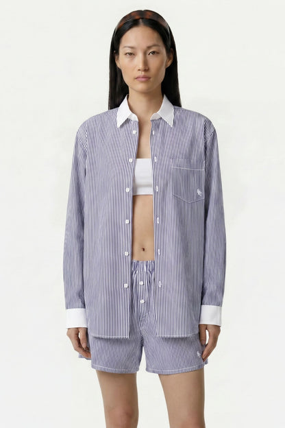 Sporty &amp; Rich SRC Oversized Shirt Navy Stripe