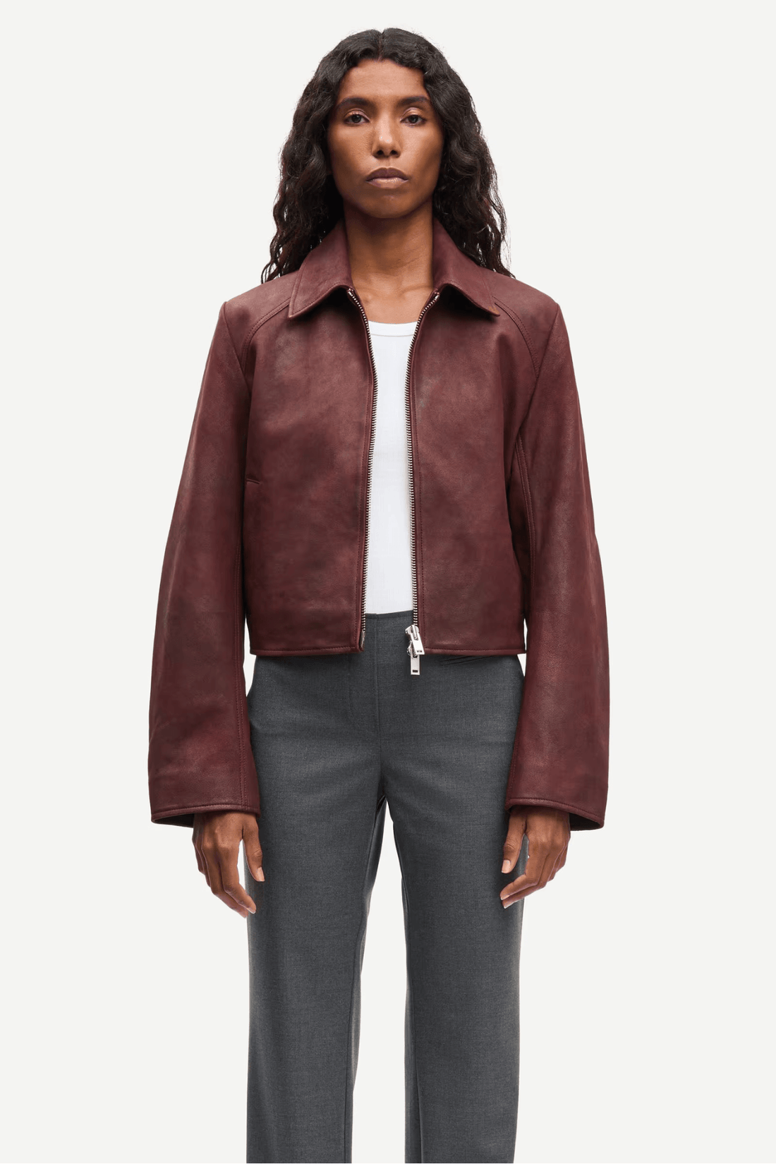Samsøe Samsøe Sashiva Leather Jacket Fudge