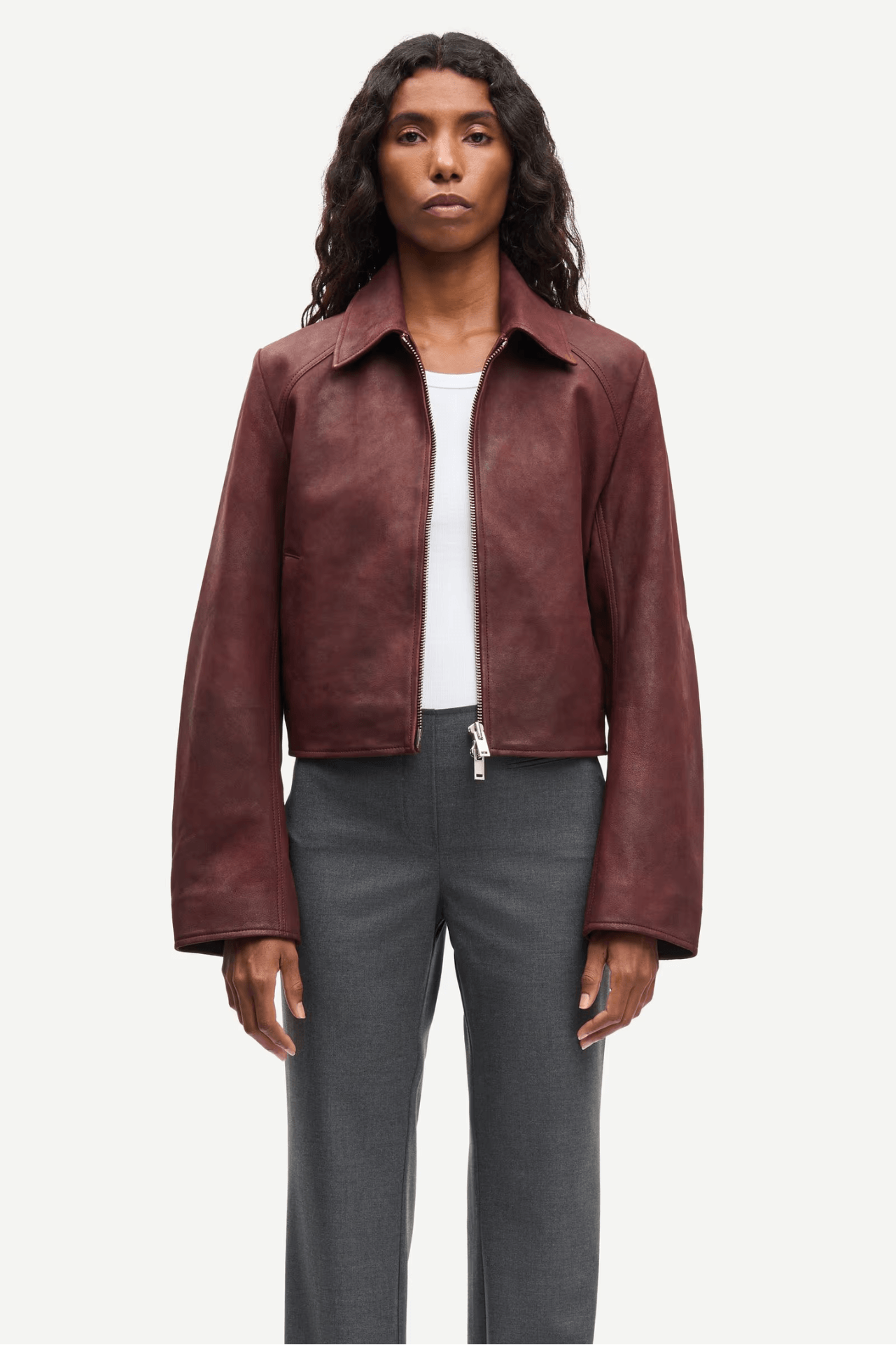 Samsøe Samsøe Sashiva Leather Jacket Fudge