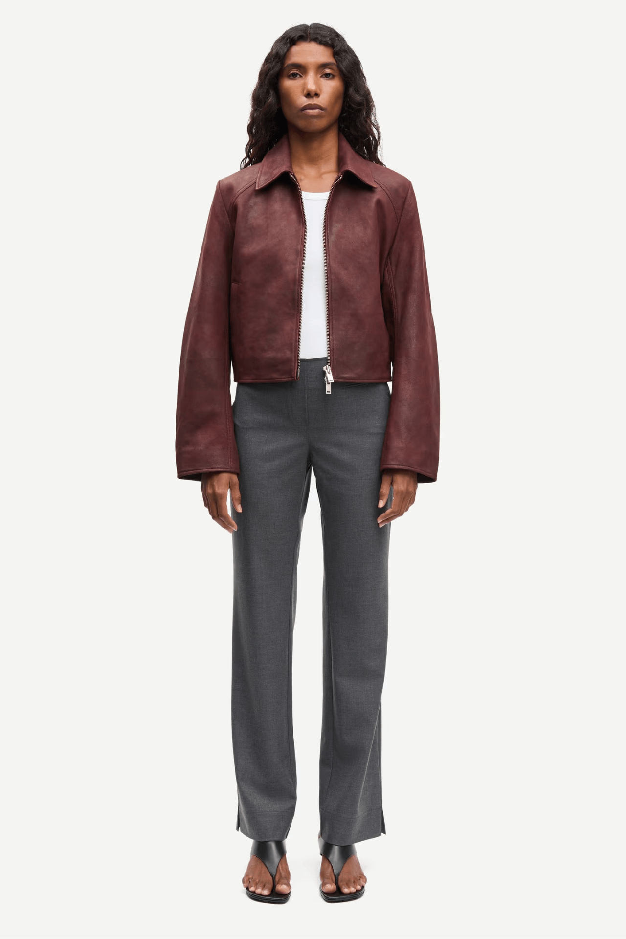 Samsøe Samsøe Sashiva Leather Jacket Fudge