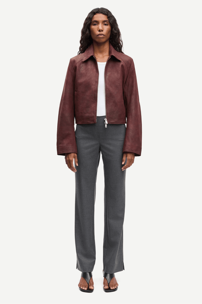 Samsøe Samsøe Sashiva Leather Jacket Fudge