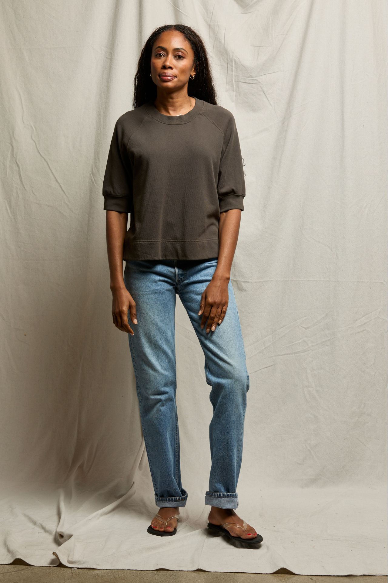 Effie Bubble Sleeve Sweatshirt Vintage Black