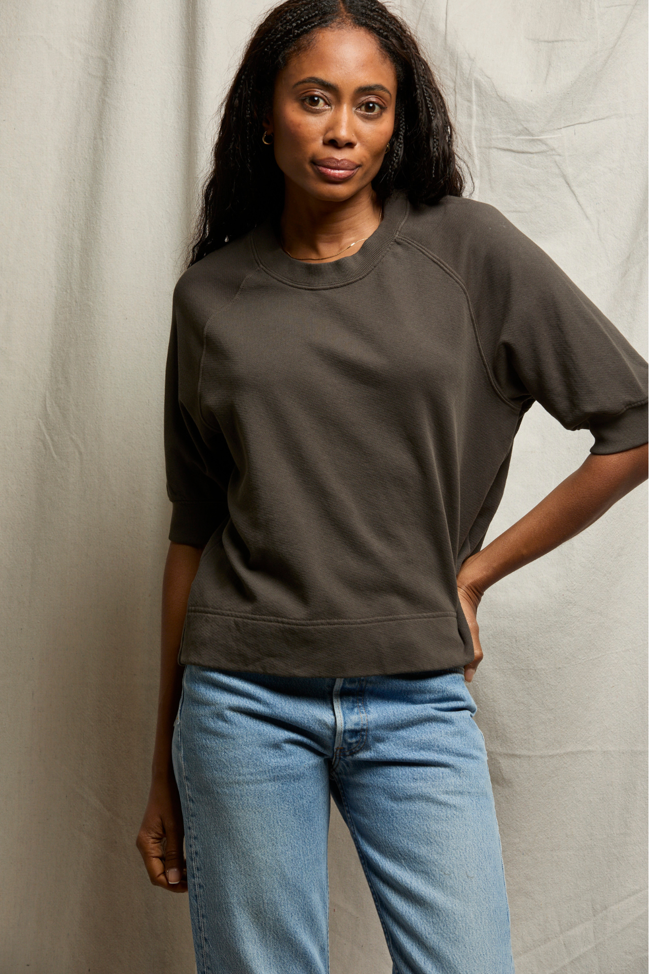 Effie Bubble Sleeve Sweatshirt Vintage Black