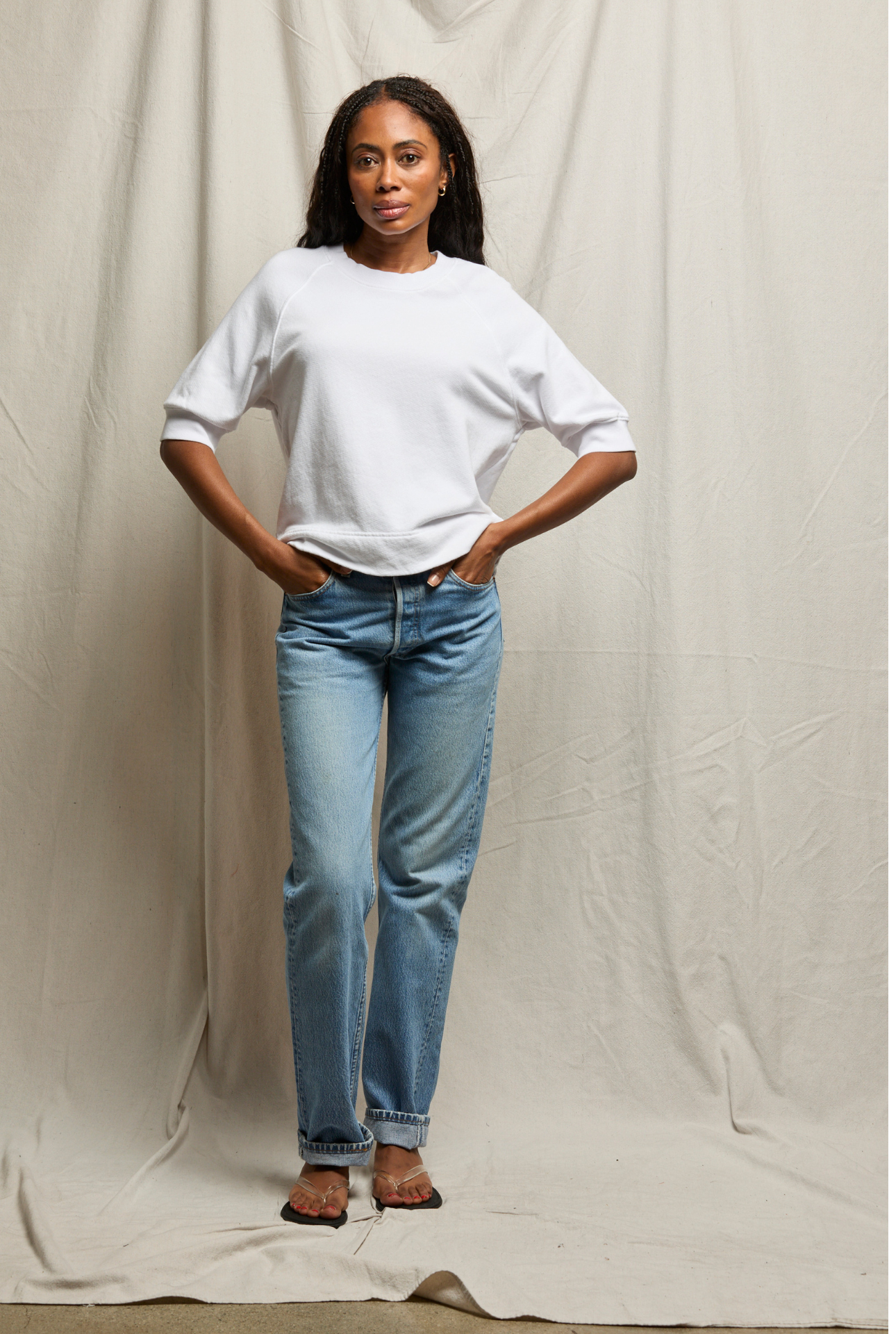 Effie Bubble Sleeve Sweatshirt White