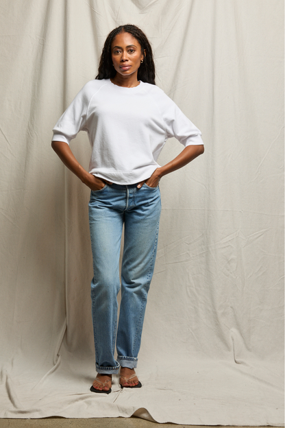 Effie Bubble Sleeve Sweatshirt White