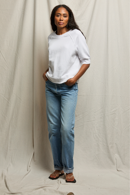 Effie Bubble Sleeve Sweatshirt White