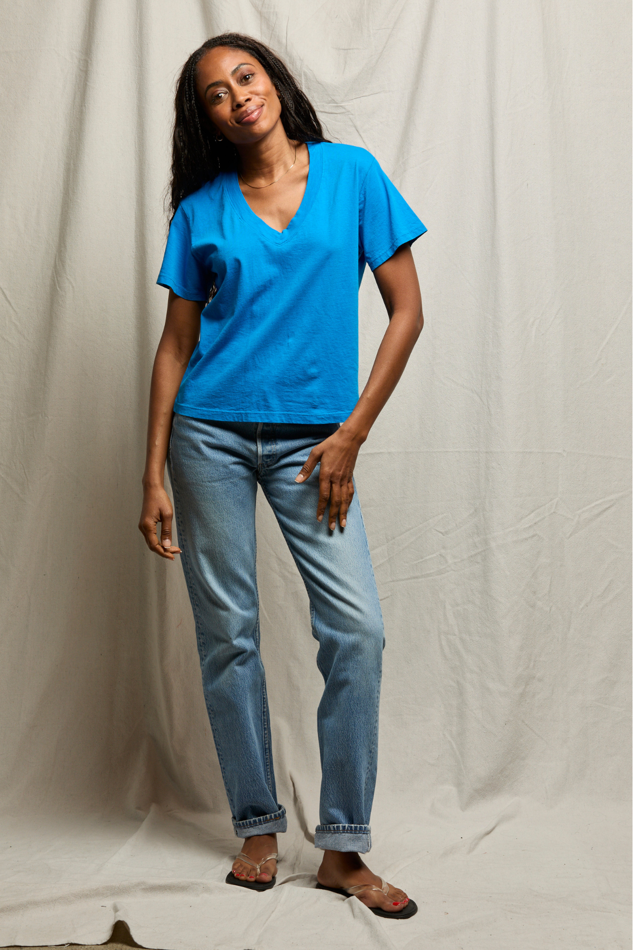 Hendrix V-Neck Tee Cobalt