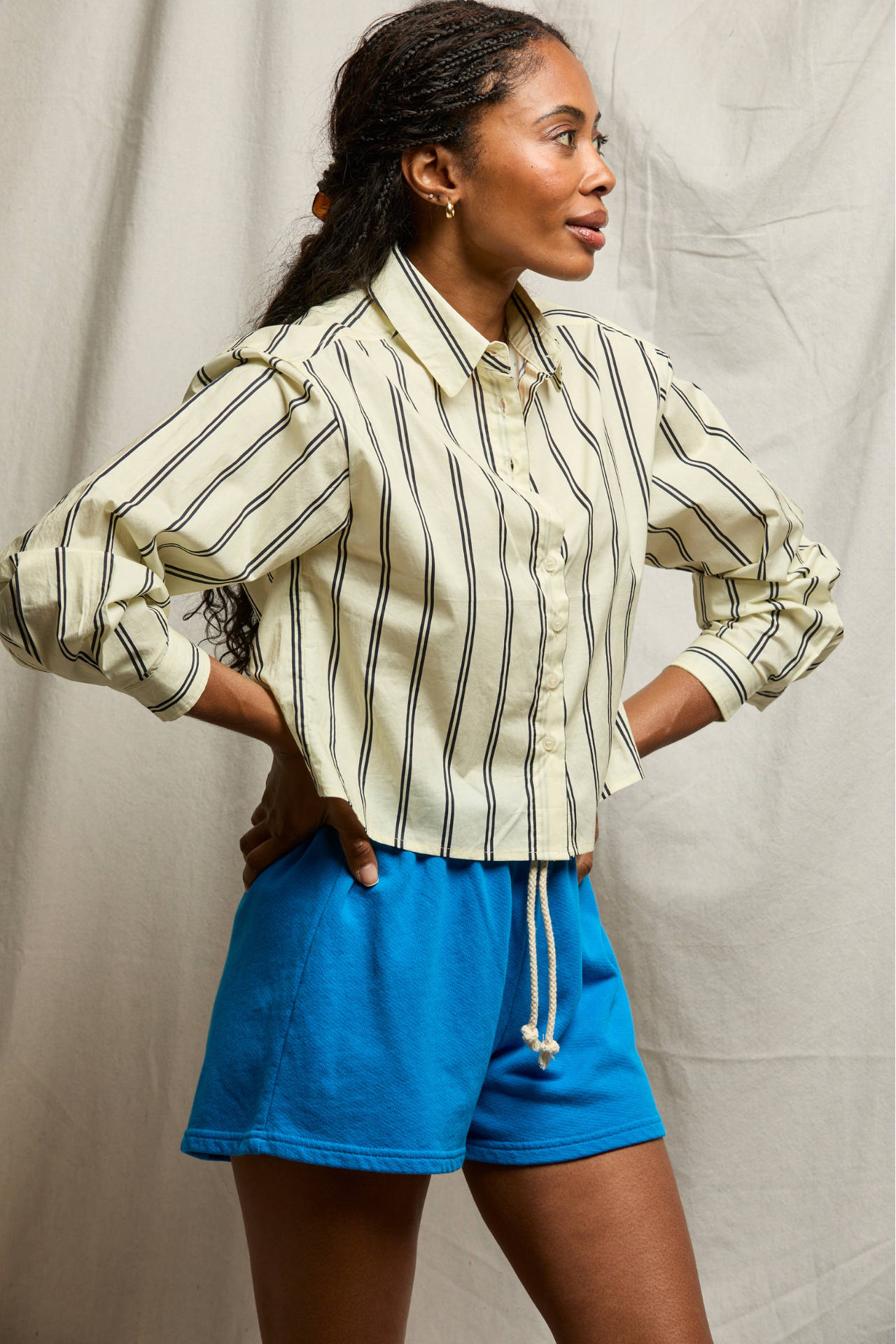 Naomi Cotton Shirt Navy Stripe