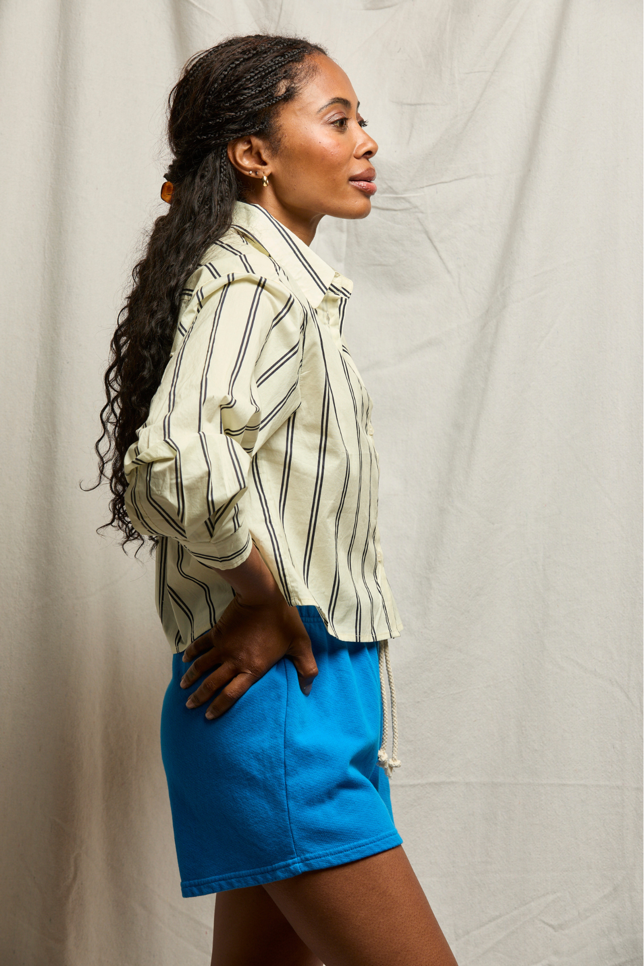 Naomi Cotton Shirt Navy Stripe