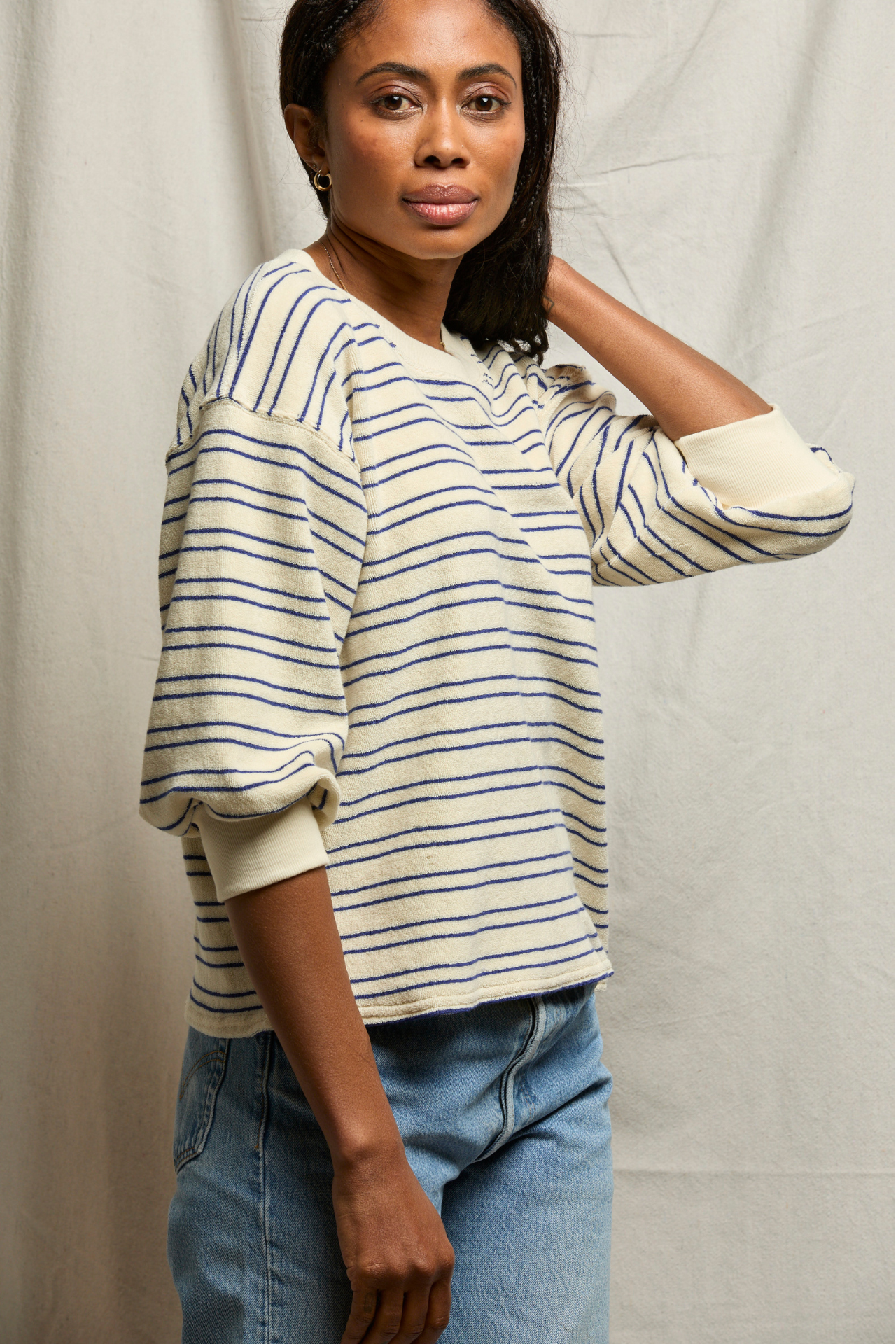 Roxy Bubble Sleeve Sweatshirt Cobalt stripe