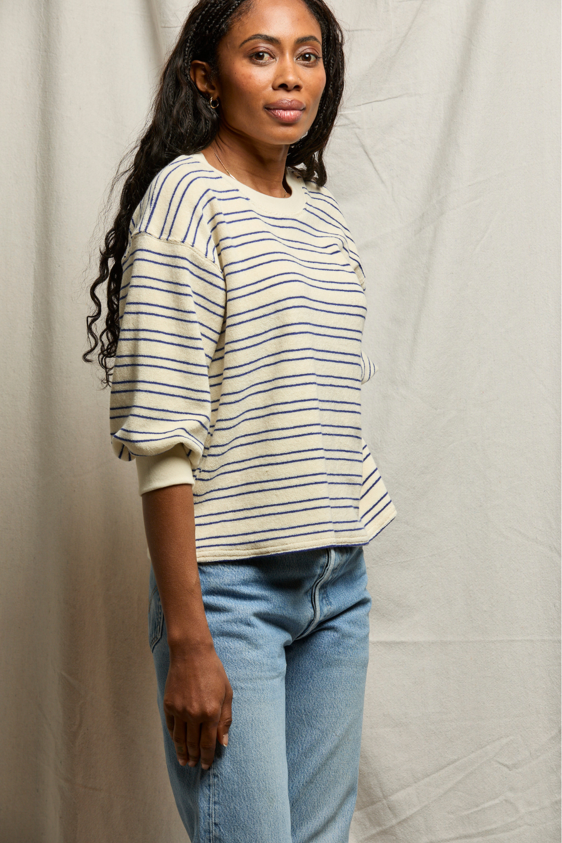 Roxy Bubble Sleeve Sweatshirt Cobalt stripe