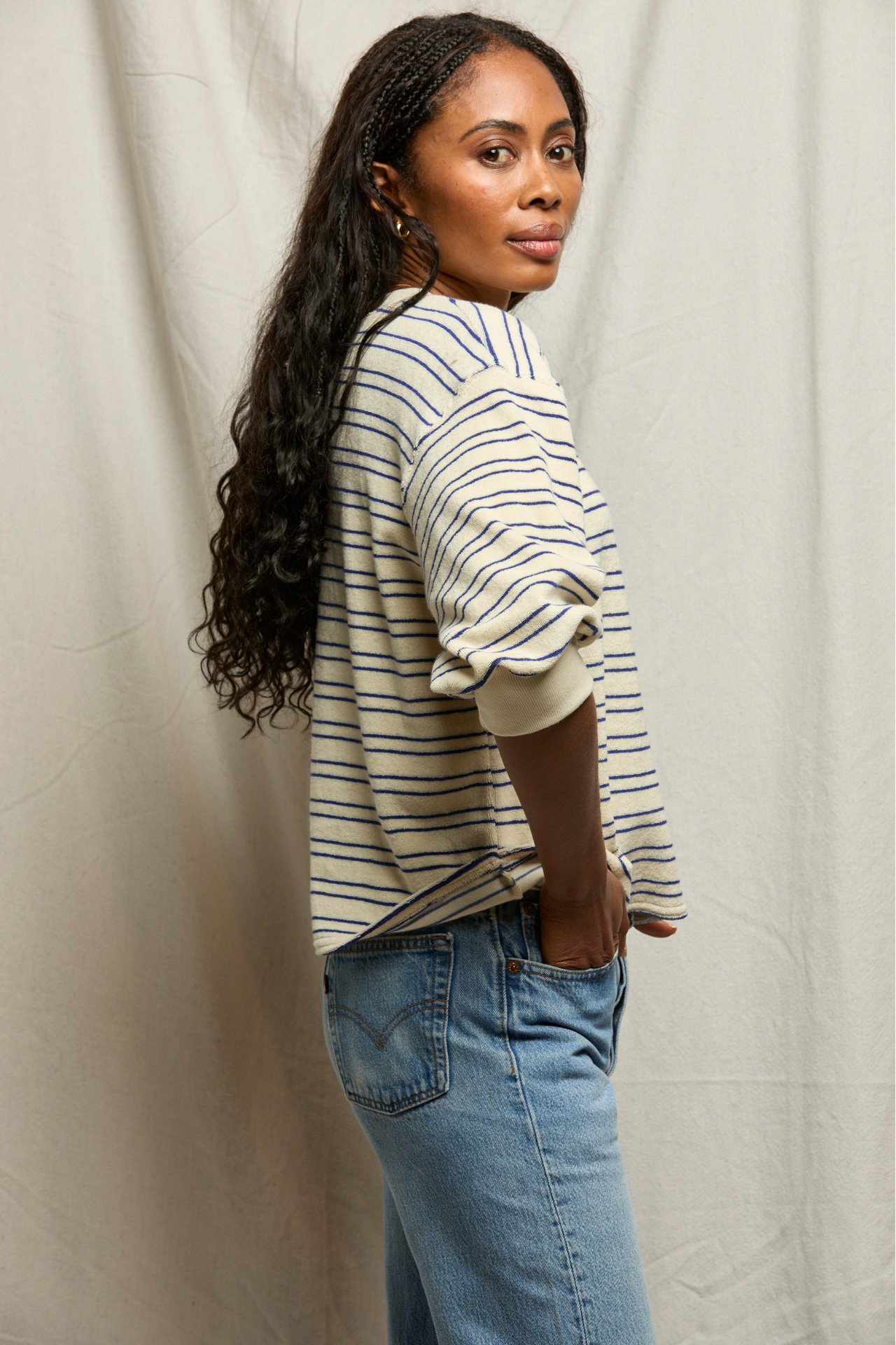 Roxy Bubble Sleeve Sweatshirt Cobalt stripe