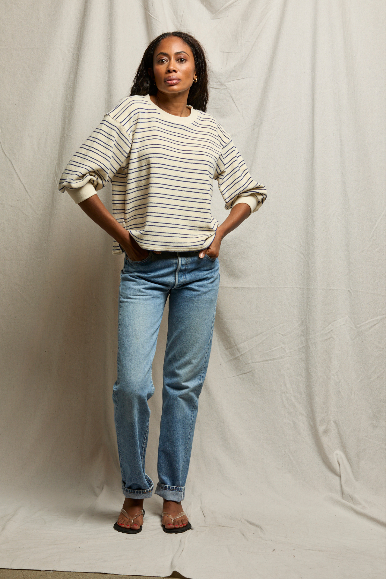 Roxy Bubble Sleeve Sweatshirt Cobalt stripe