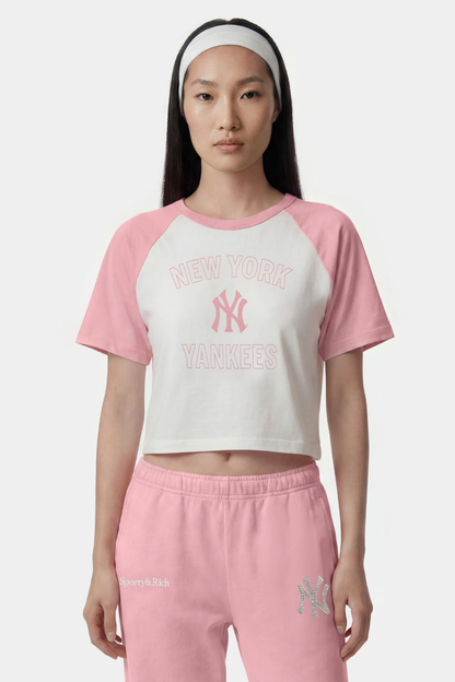 Sporty &amp; Rich Yankees Arch Baby Baseball Tee White/Candy