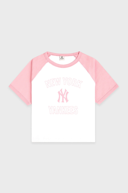 Sporty &amp; Rich Yankees Arch Baby Baseball Tee White/Candy