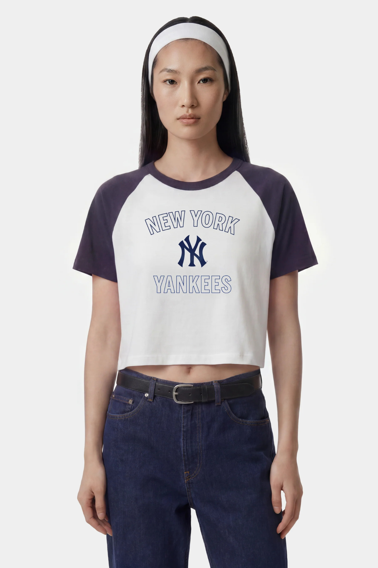 Sporty &amp; Rich Yankees Arch Baby Baseball Tee White/Dark Navy