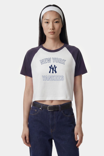 Sporty &amp; Rich Yankees Arch Baby Baseball Tee White/Dark Navy
