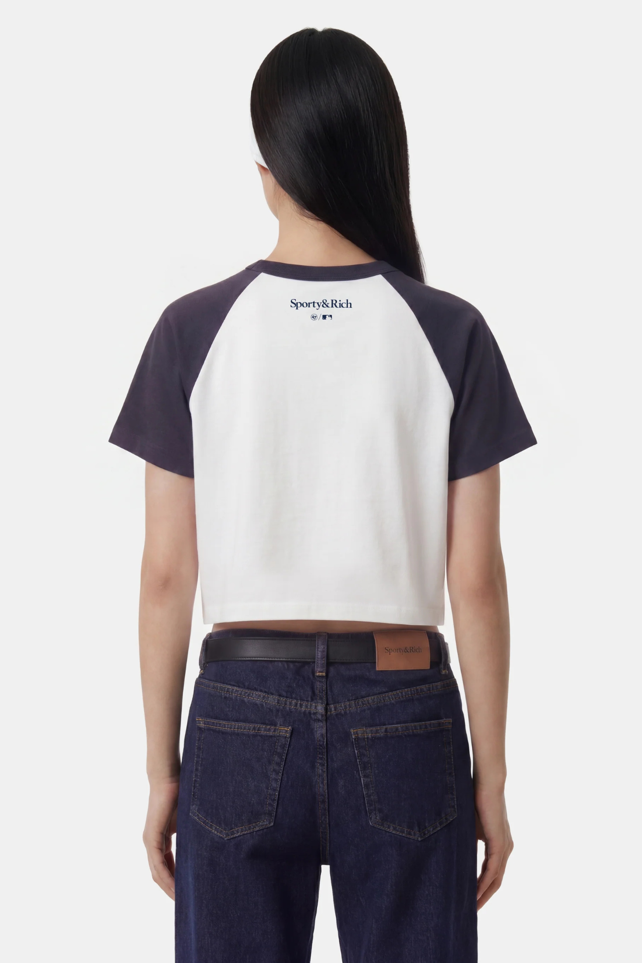 Sporty &amp; Rich Yankees Arch Baby Baseball Tee White/Dark Navy