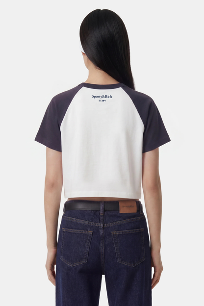 Sporty &amp; Rich Yankees Arch Baby Baseball Tee White/Dark Navy