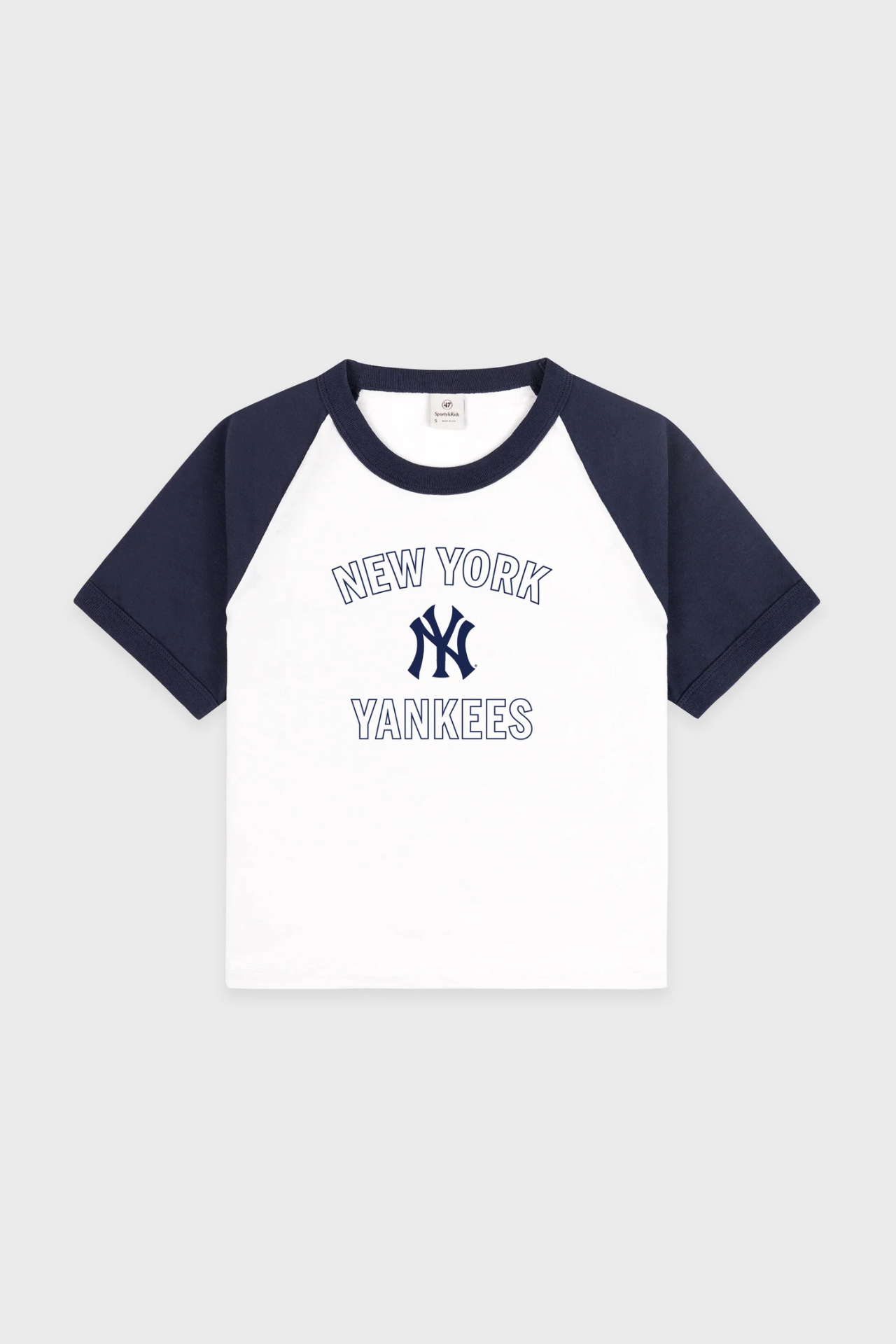 Sporty &amp; Rich Yankees Arch Baby Baseball Tee White/Dark Navy