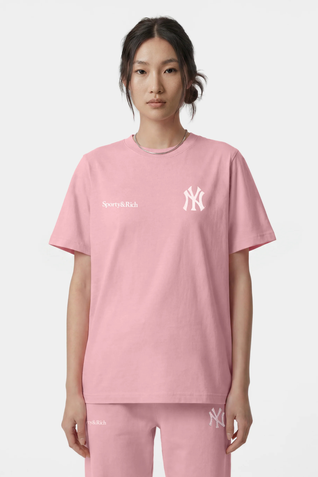 Sporty &amp; Rich Yankees Arch Tshirt Candy/White